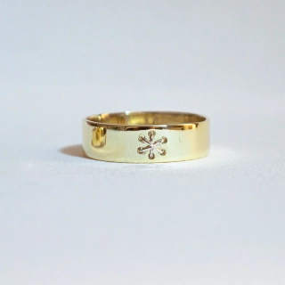 Věčný ornament, vyšívaný prsten ze žlutého a bílého zlata /14kt